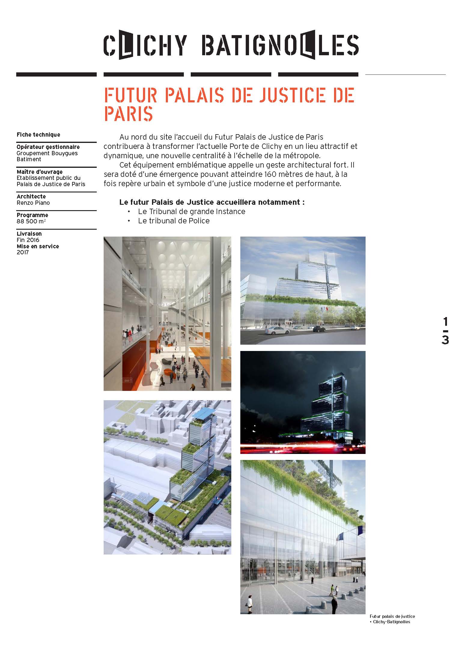 Fiche descriptive du Futur Palais de Justice